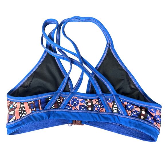Unbranded Blue Multicolor Tribal Pattern Blue Swim top *Dimensions in Pictures* - Picture 2 of 4